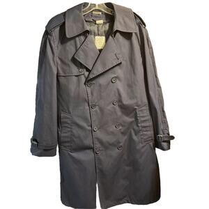 US Military Vintage Men’s 42R Navy Blue Double Breasted 8 Button LS Trench coat